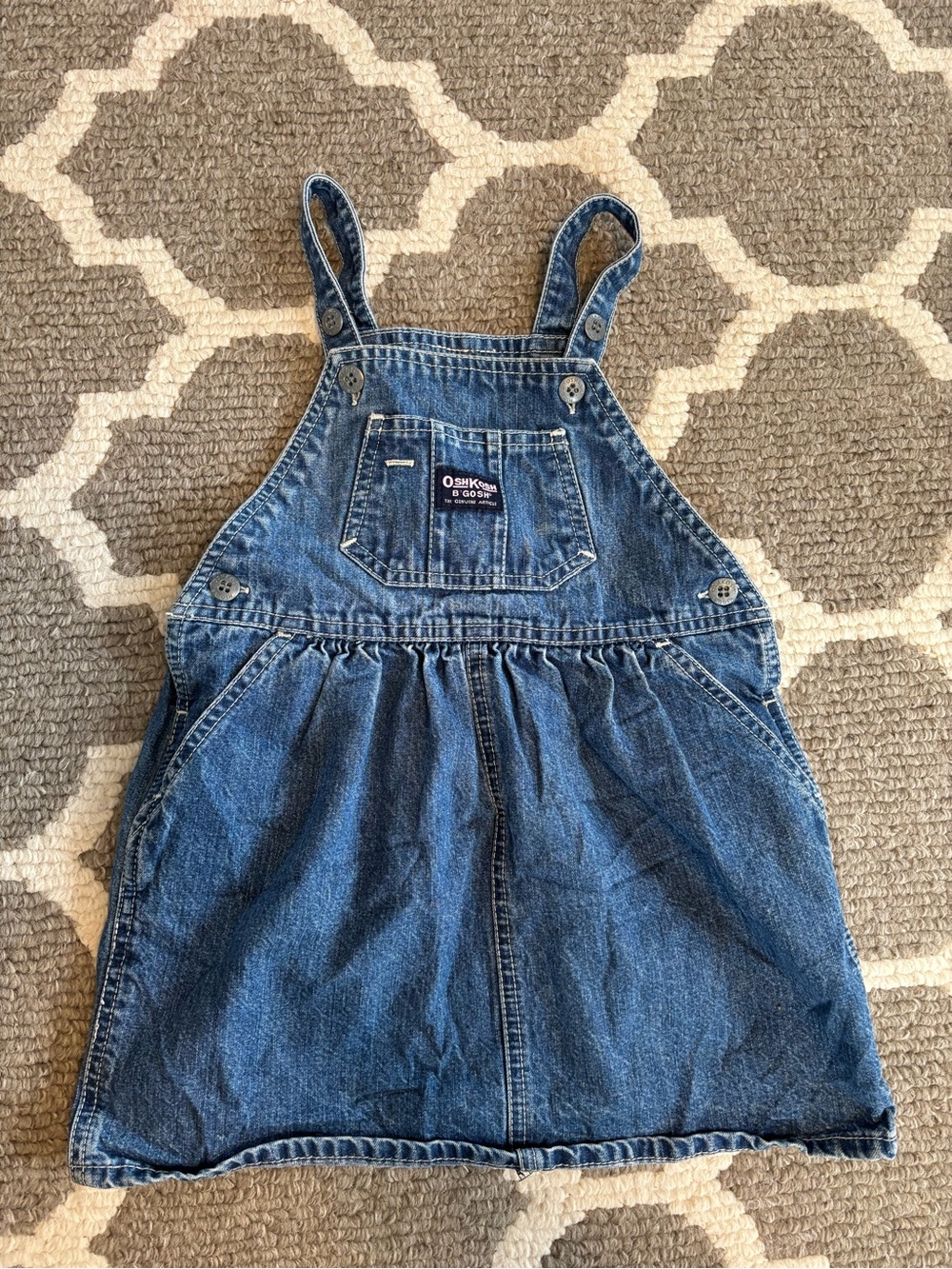 VTG Oshkosh B’Gosh Blue Denim Overall Jumper Dress size 3t